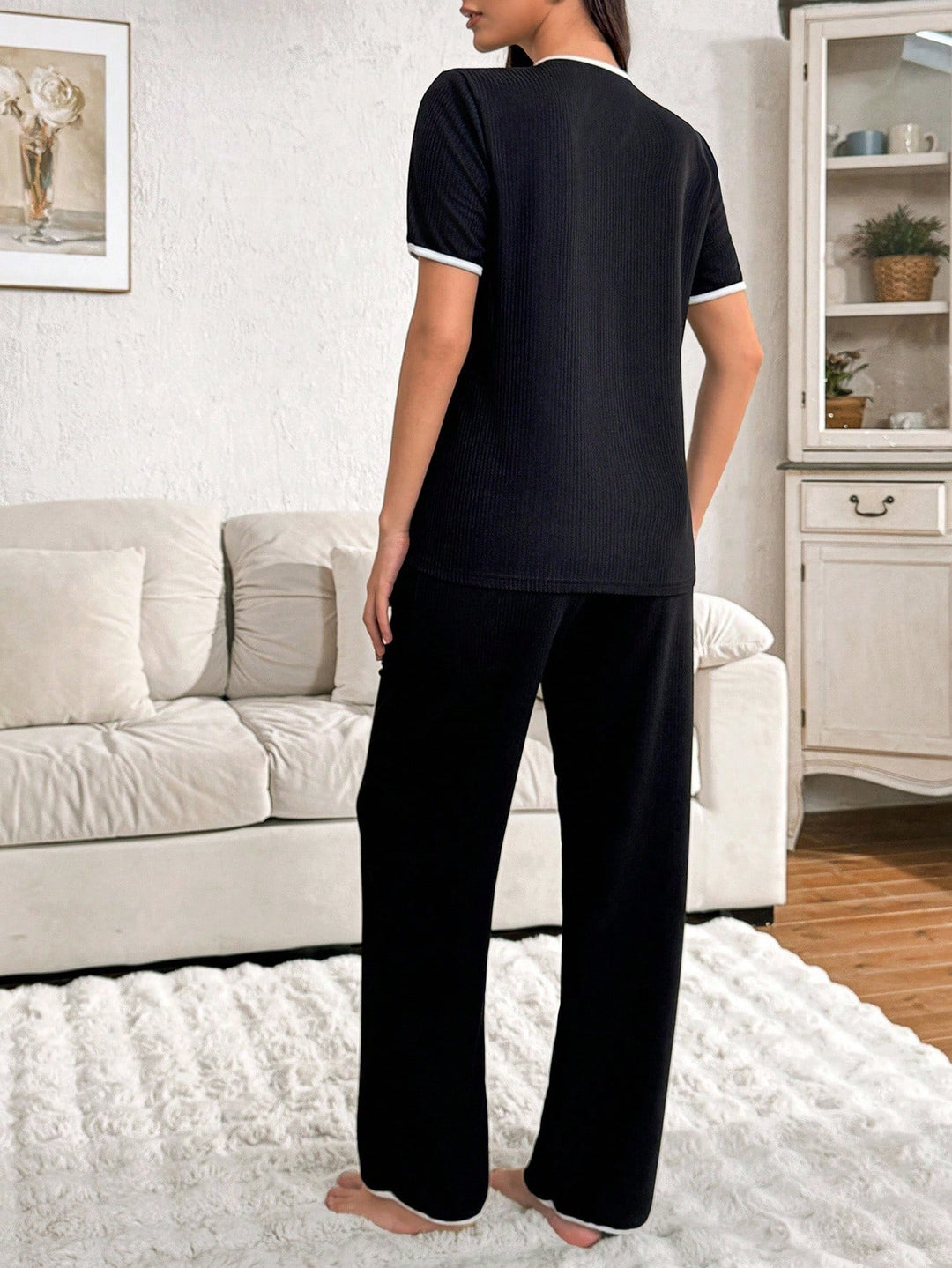 Compleu pijamale SHEIN, negru