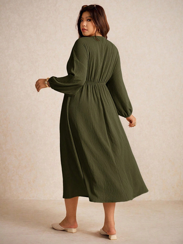 Rochie maxi Shein Curve+, kaki