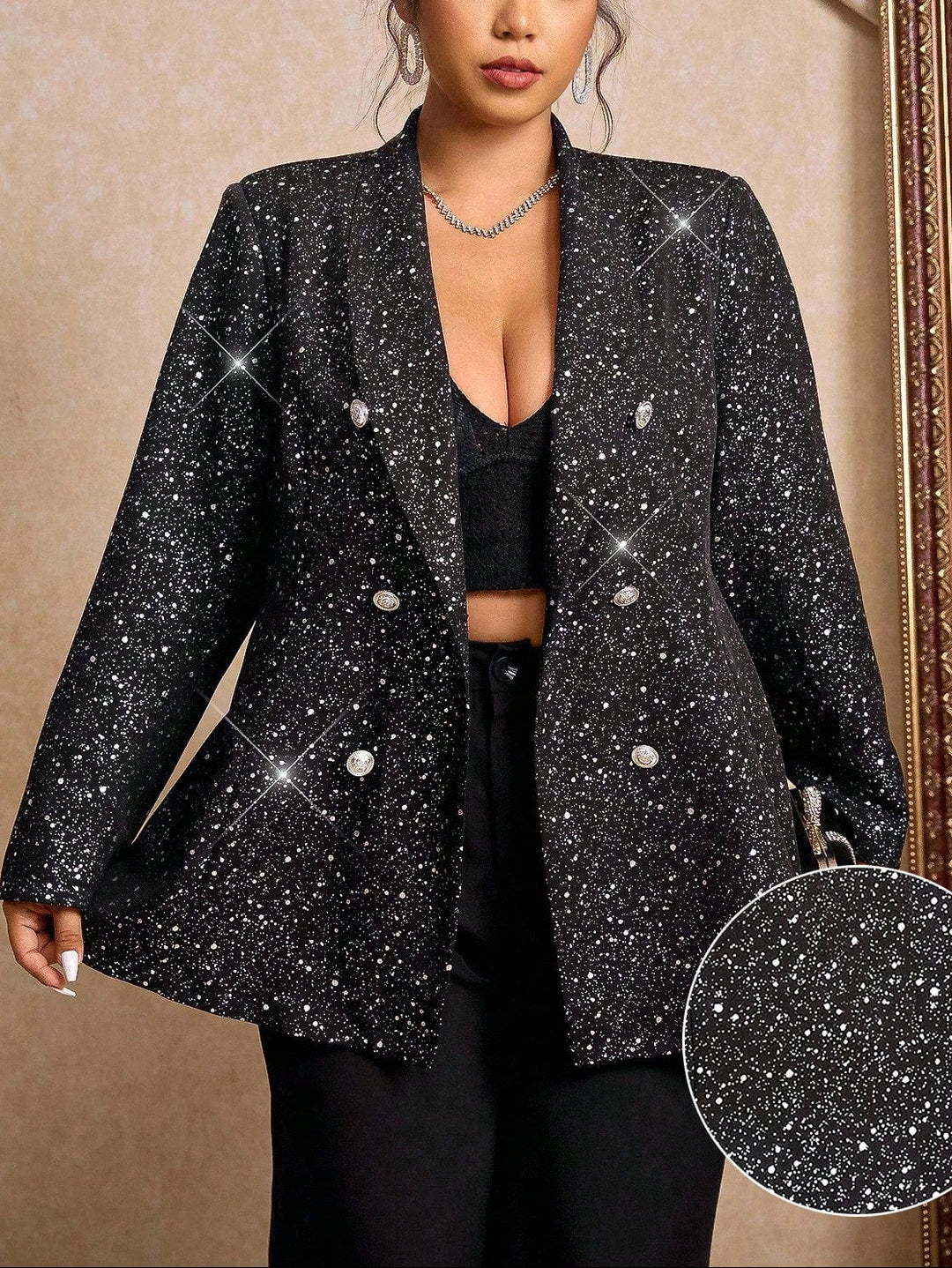 Shein Curve+ zakó, fekete