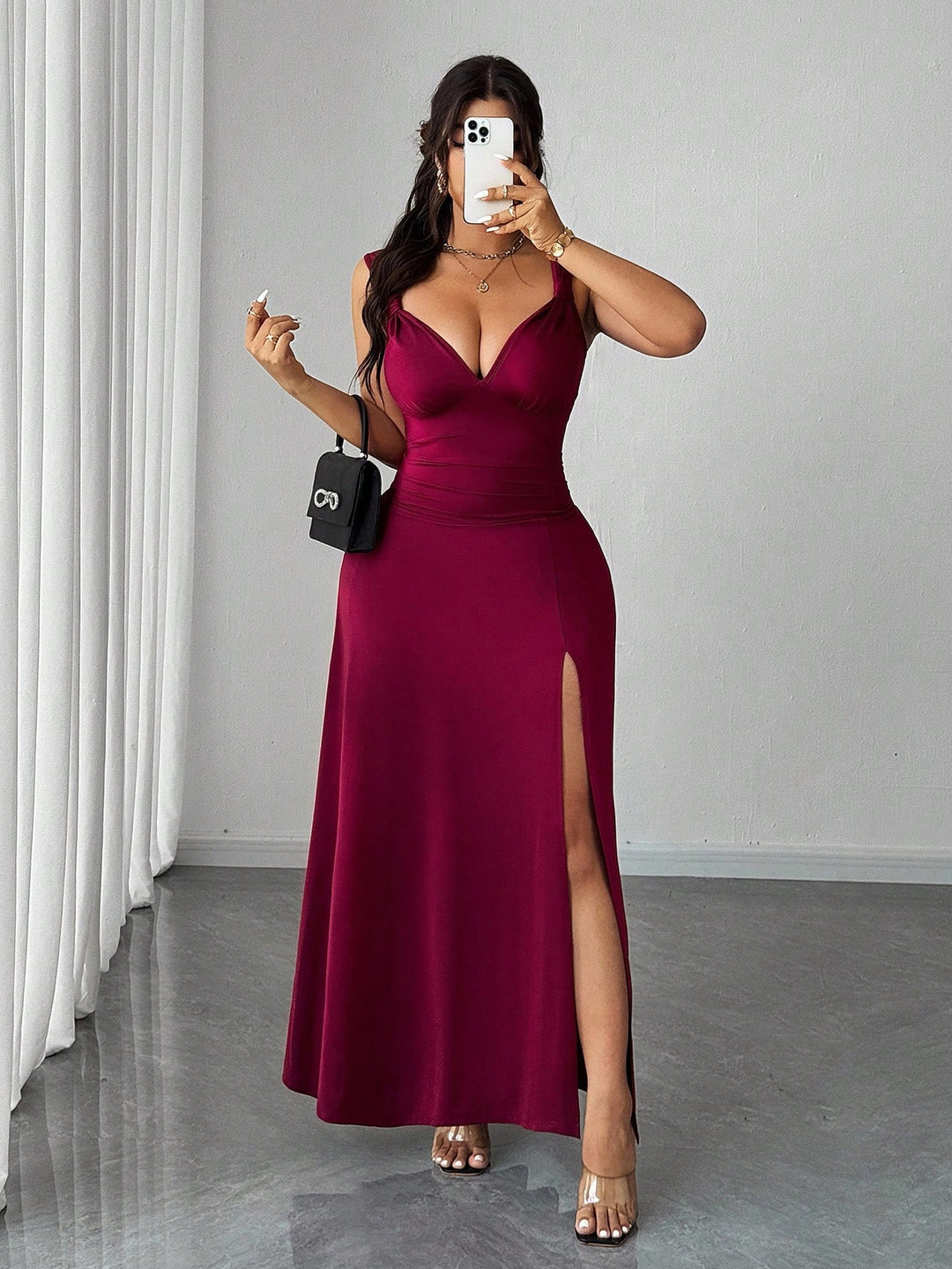Rochie maxi SHEIN, vișiniu