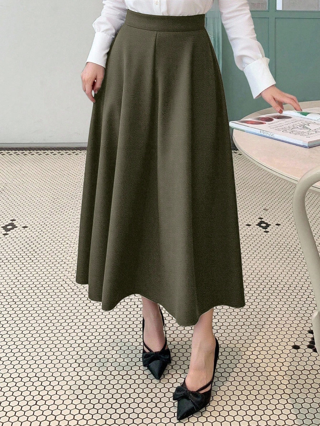 SHEIN khaki maxiszoknya