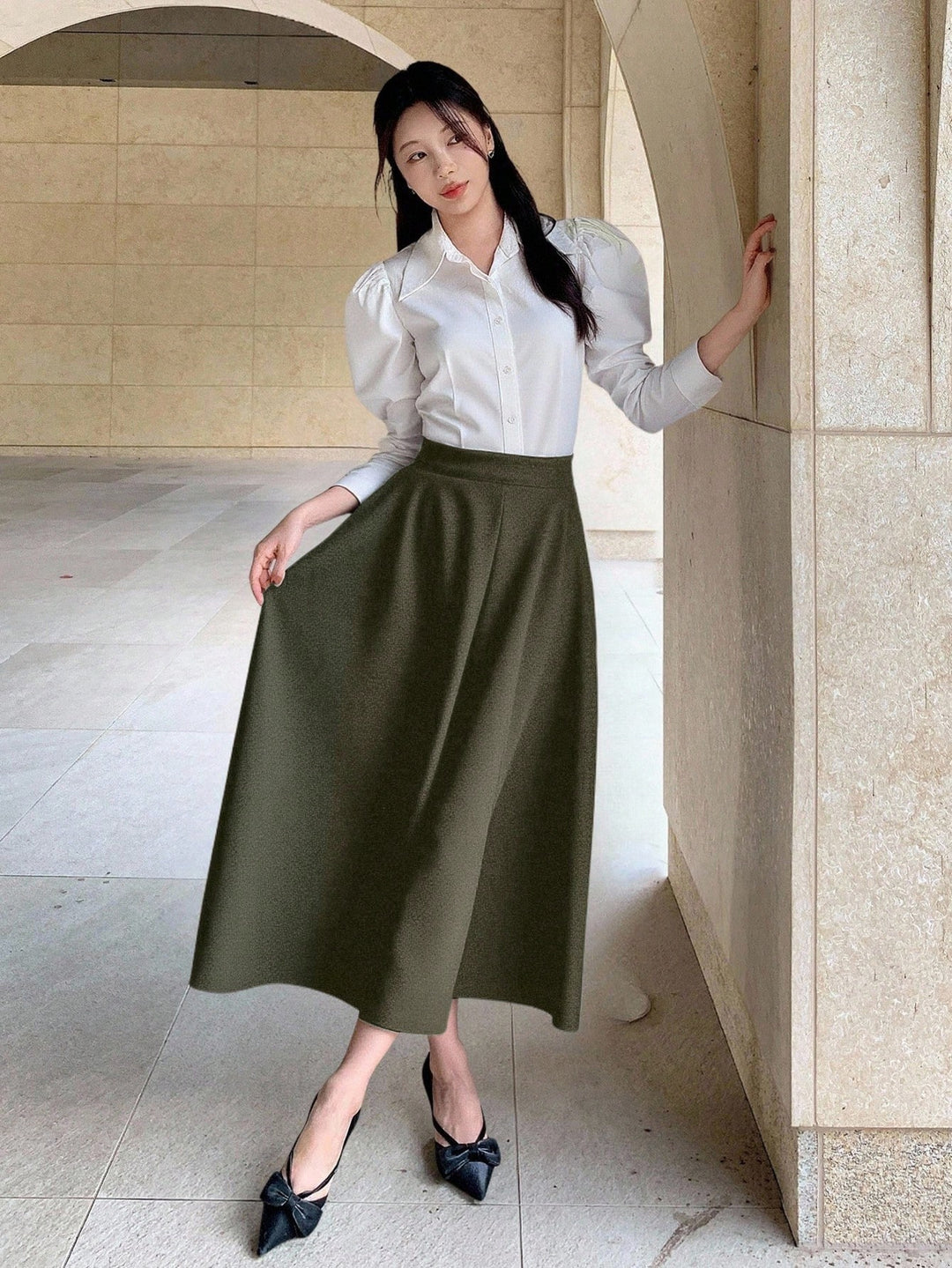 SHEIN khaki maxiszoknya