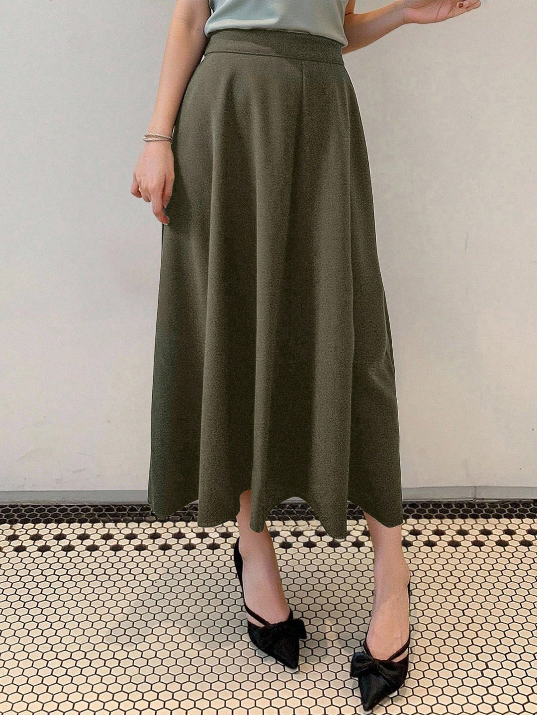 SHEIN khaki maxiszoknya