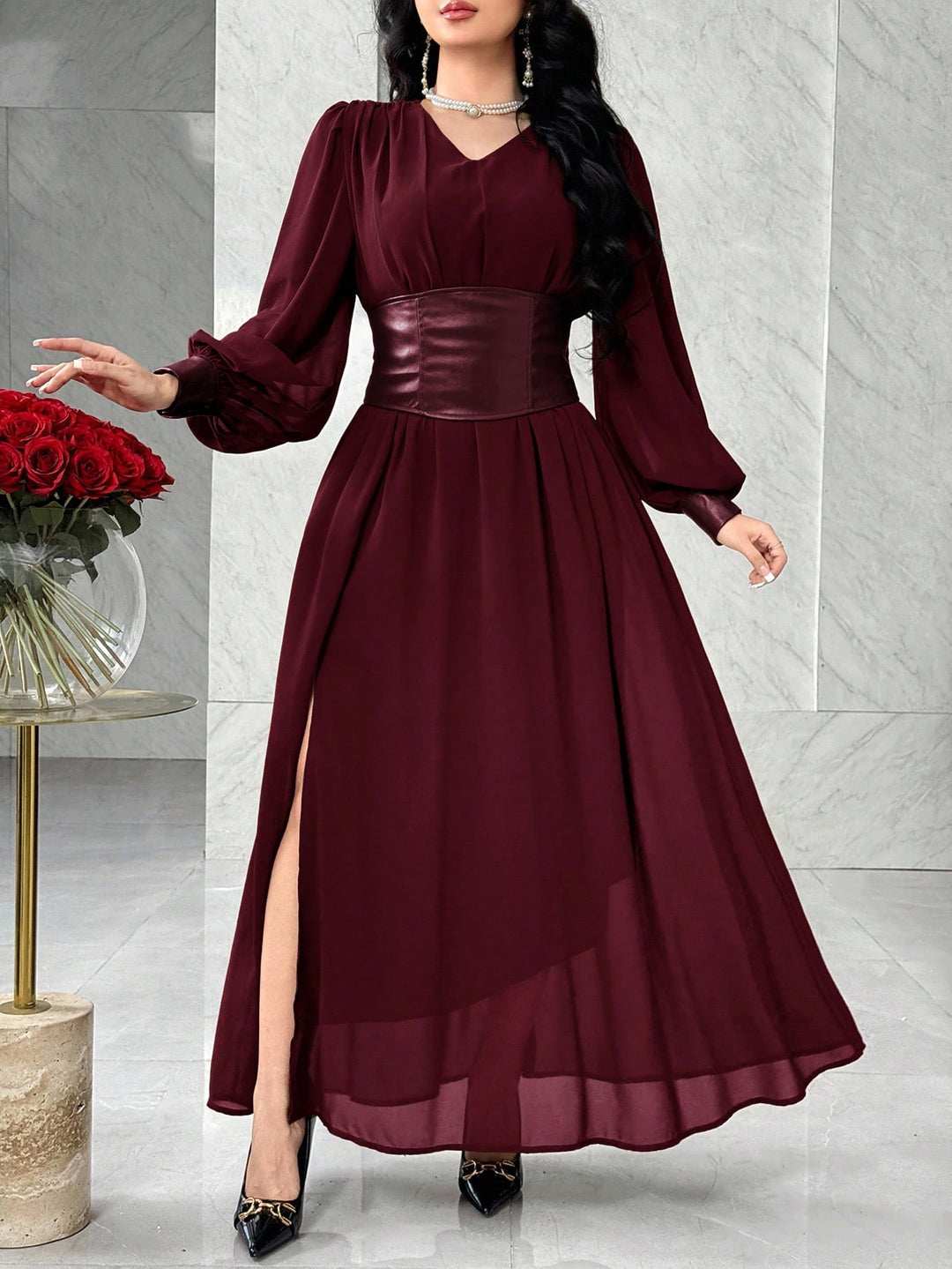 Rochie maxi SHEIN, vișiniu