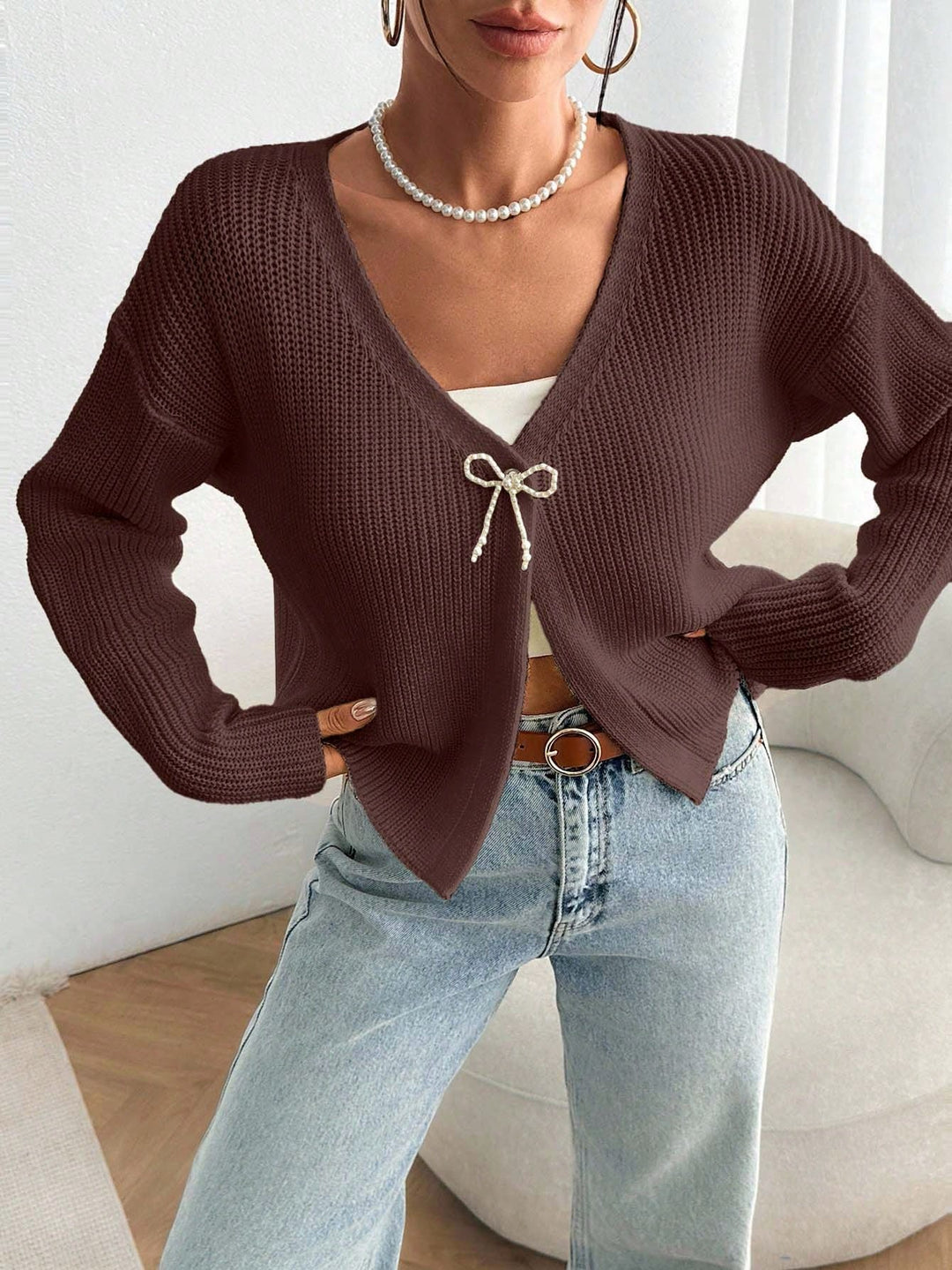 Cardigan SHEIN, maro