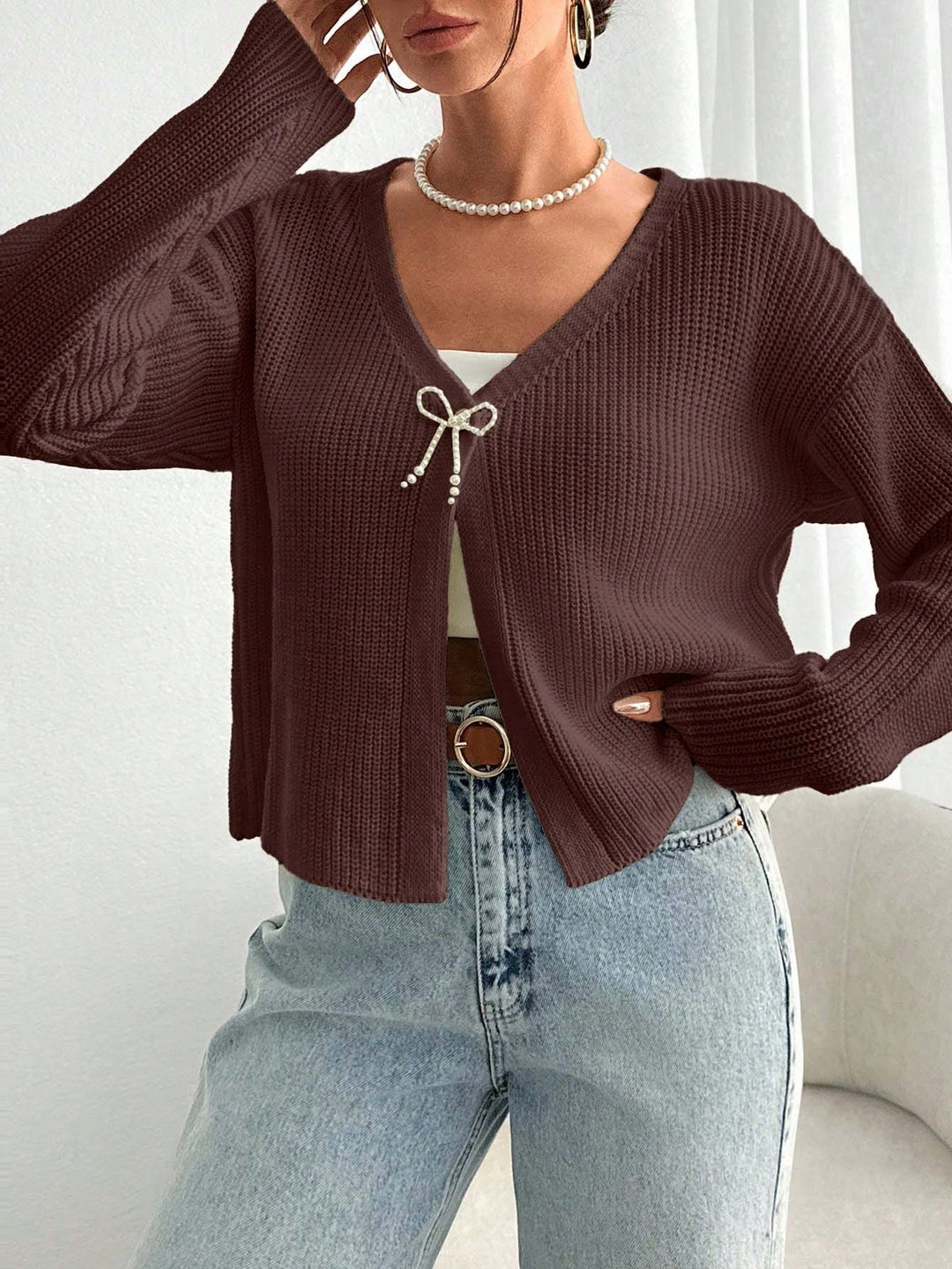 Cardigan SHEIN, maro
