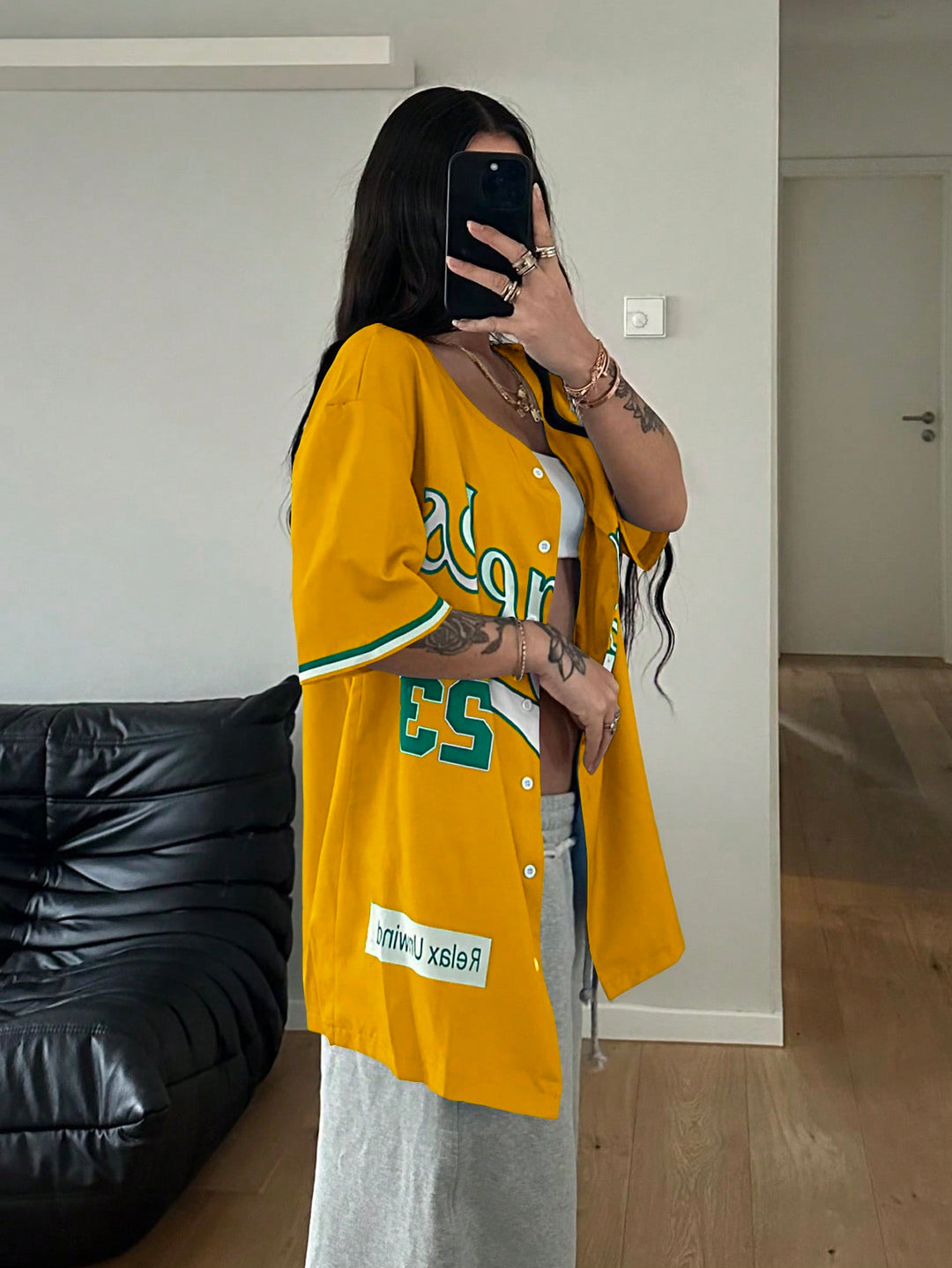 SHEIN rövid ujjú ing, sárga