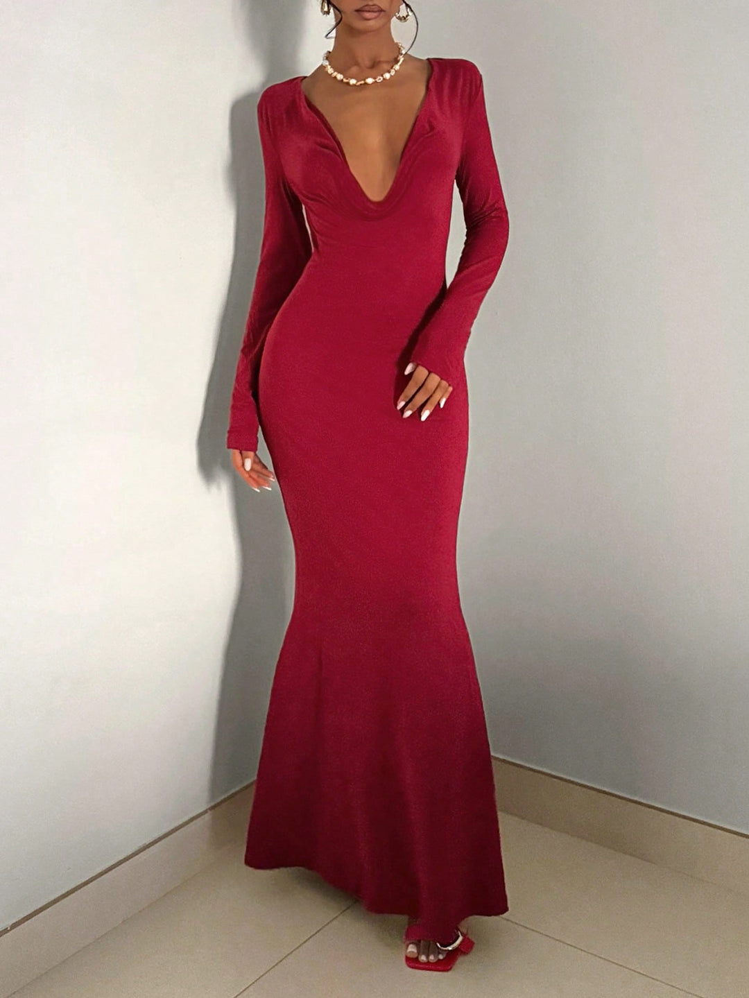 SHEIN maxi ruha, piros