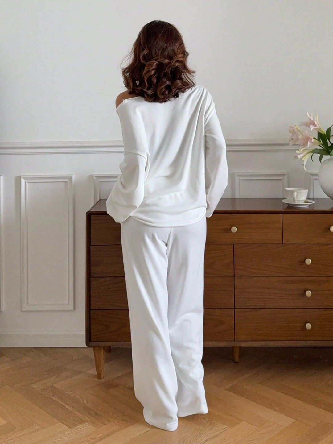 Compleu pijamale SHEIN, alb