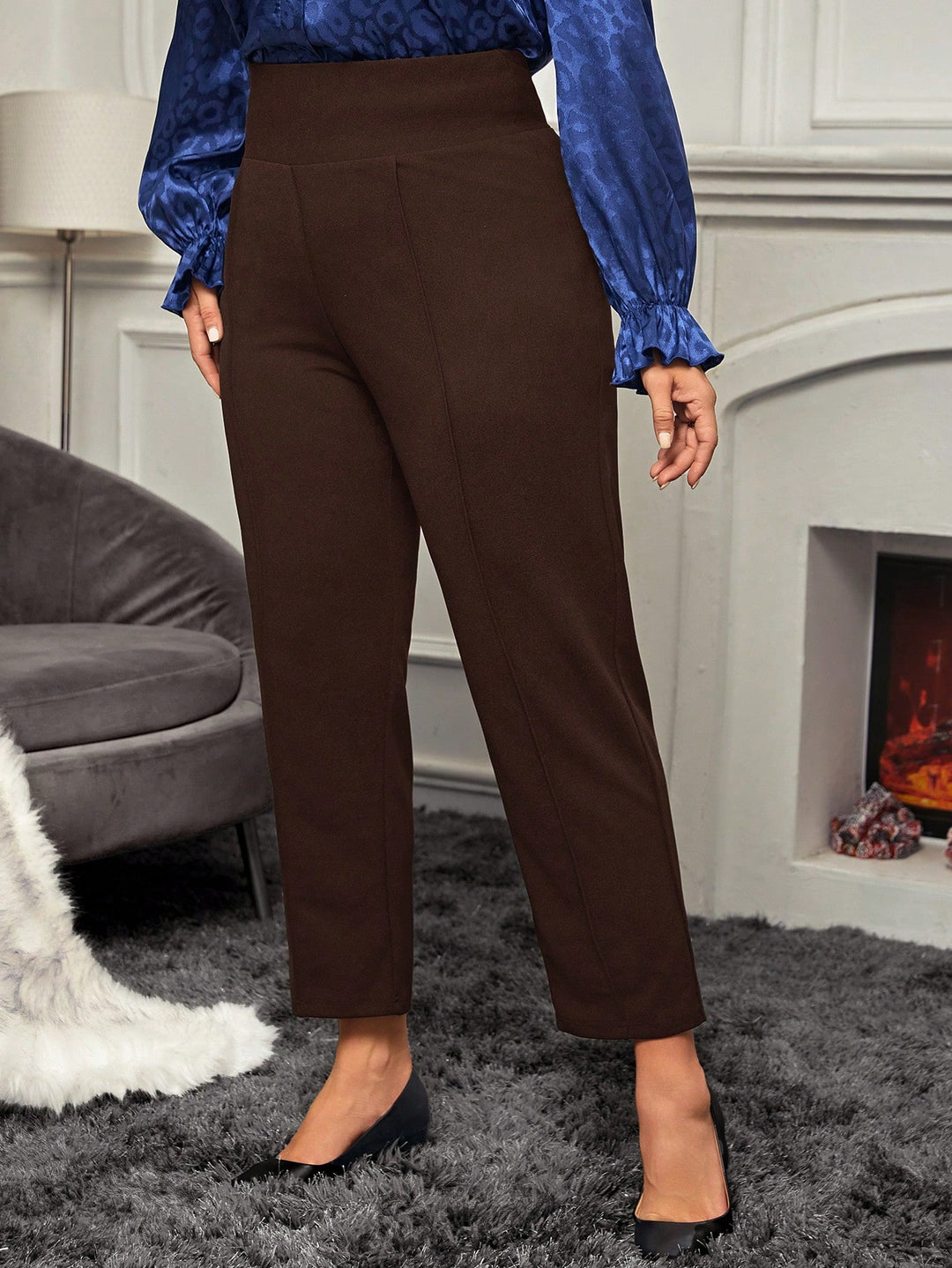 Pantaloni SHEIN, maro