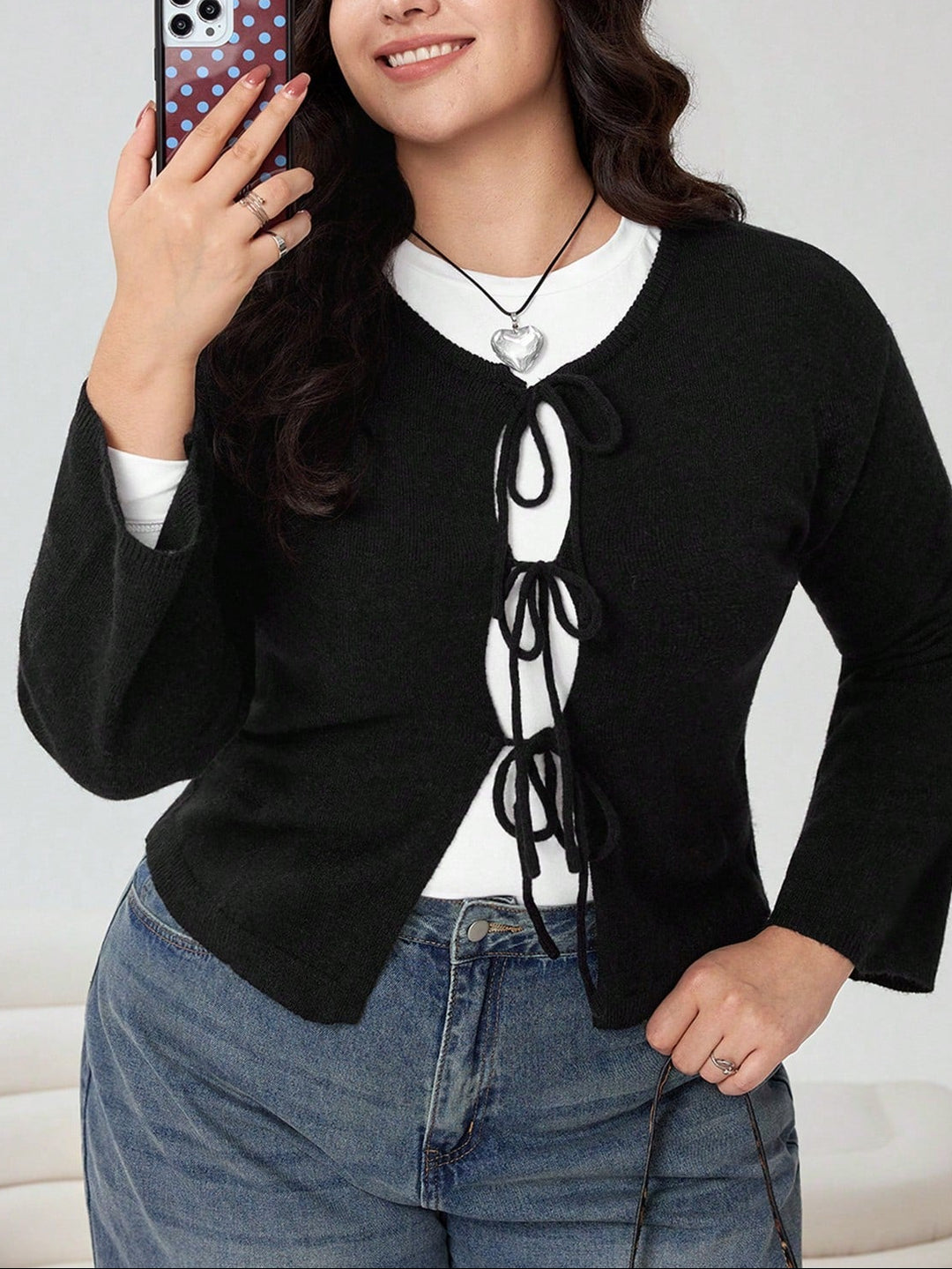 Cardigan Shein Curve+, negru