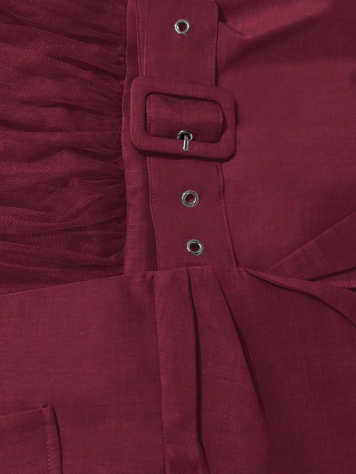 Shein mini ruha, bordó