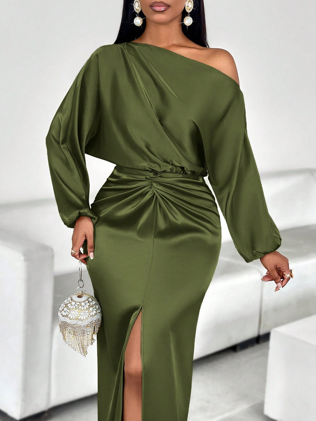 Rochie maxi SHEIN, kaki