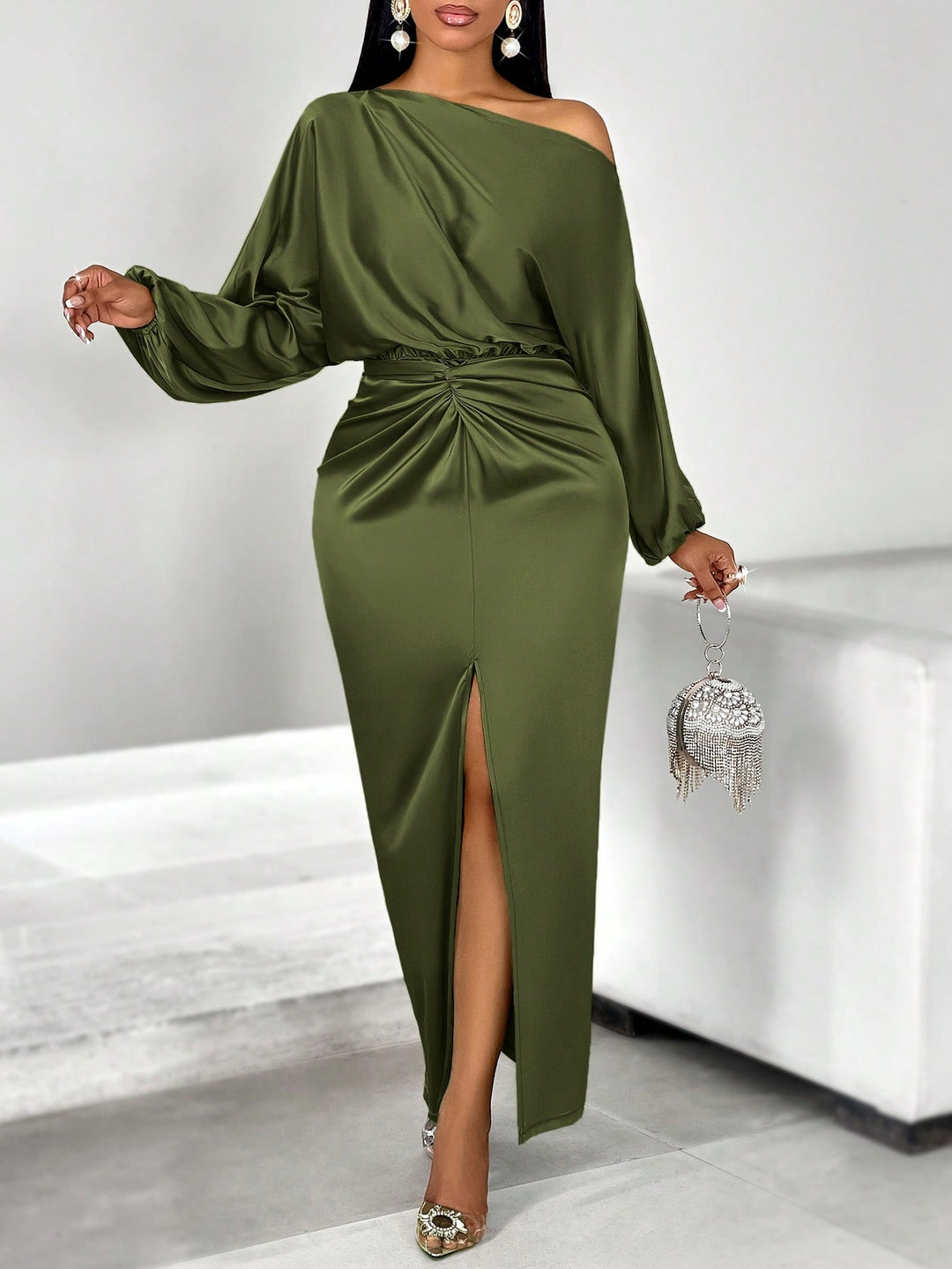 Rochie maxi SHEIN, kaki
