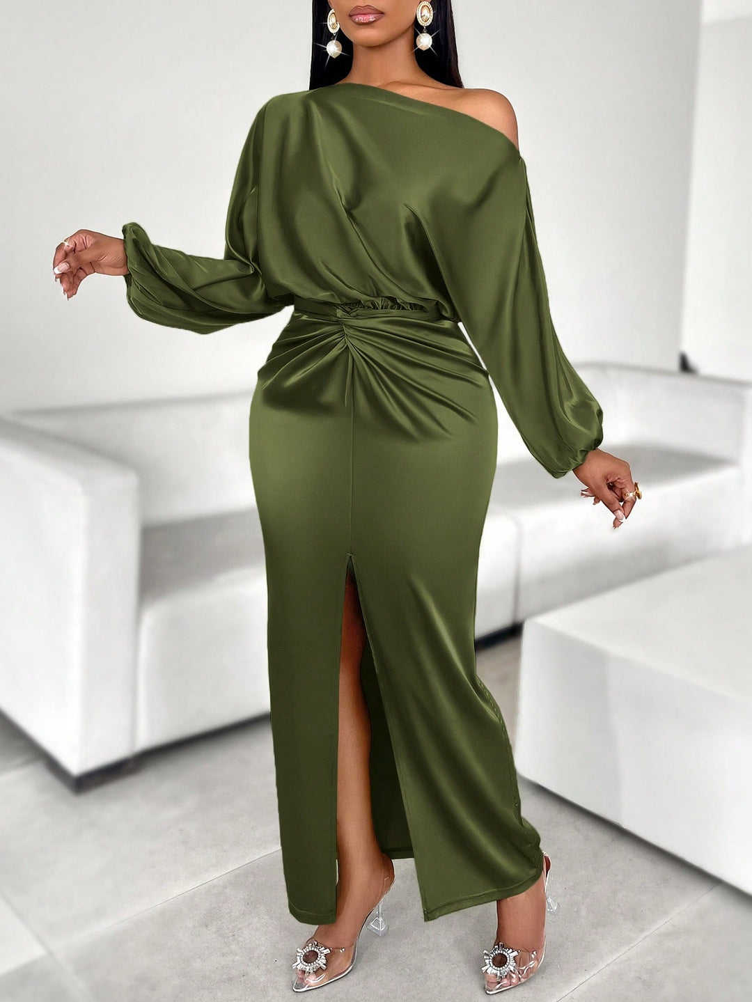 Rochie maxi SHEIN, kaki