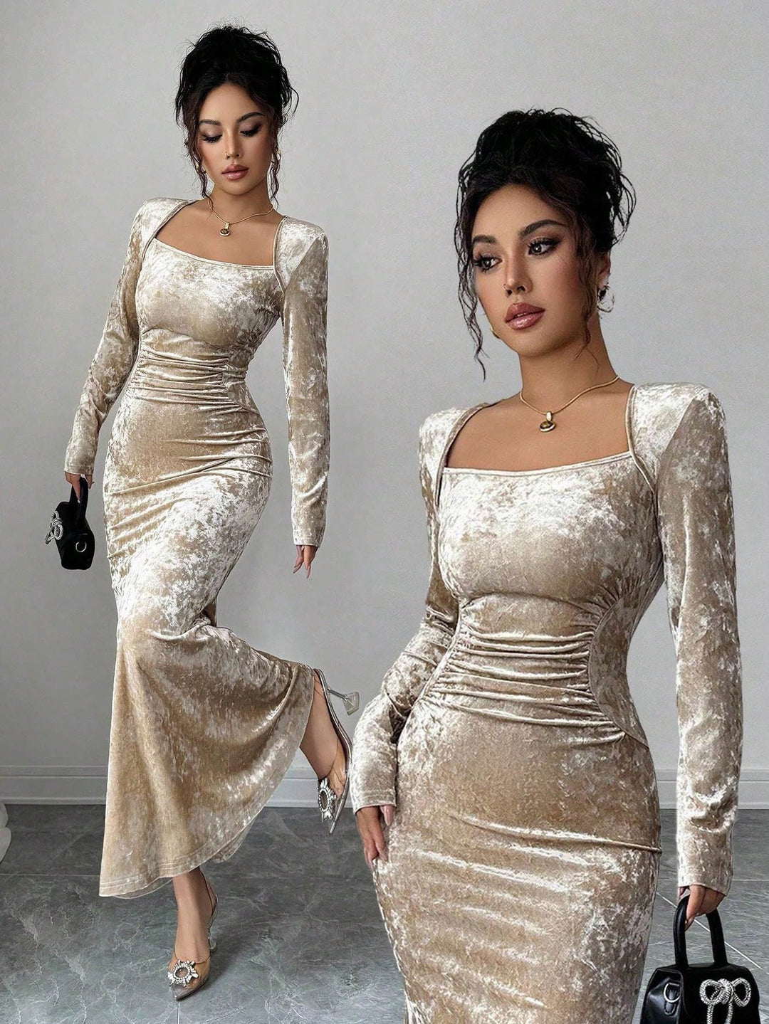 Rochie maxi SHEIN, auriu