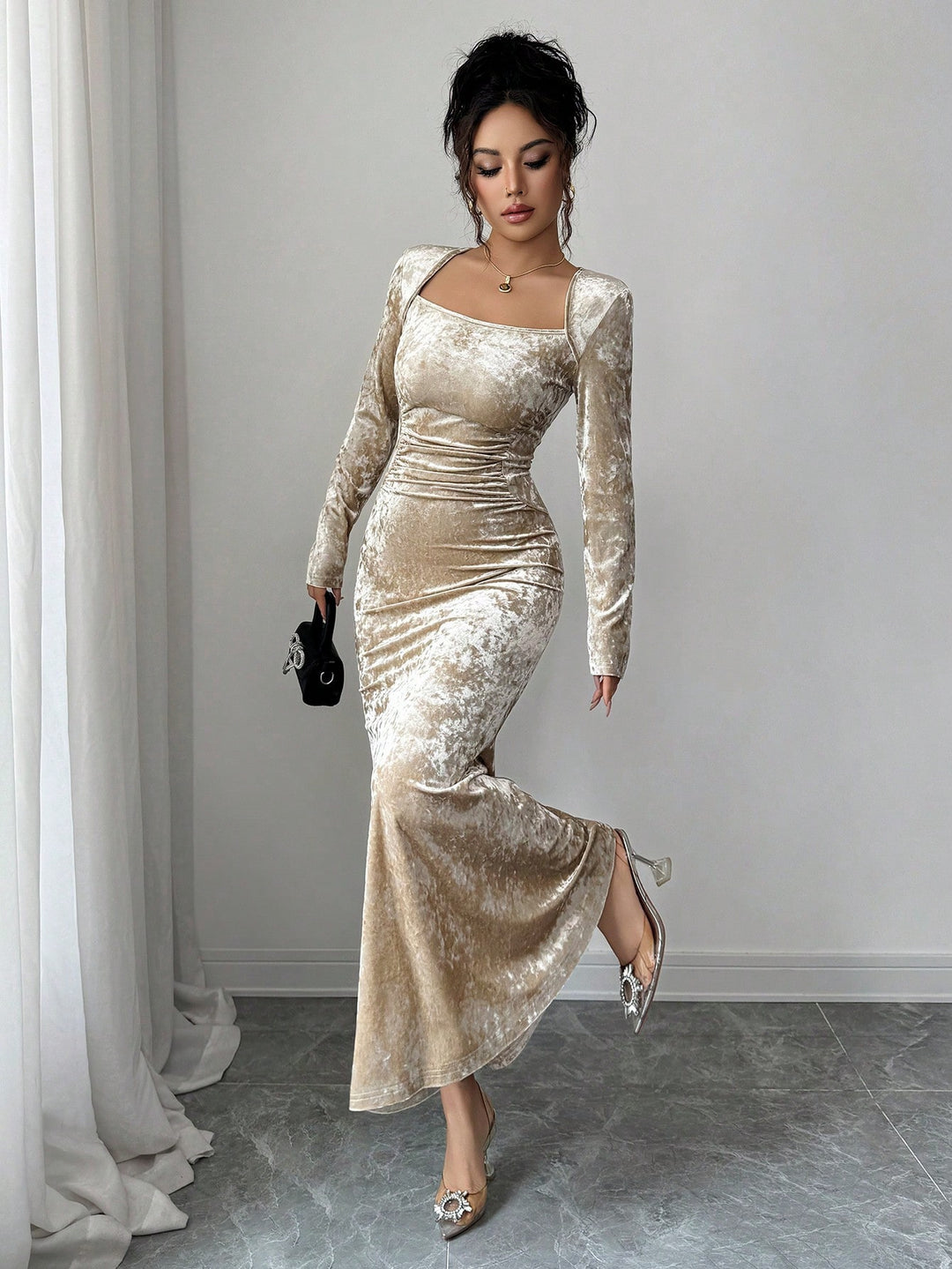 Rochie maxi SHEIN, auriu