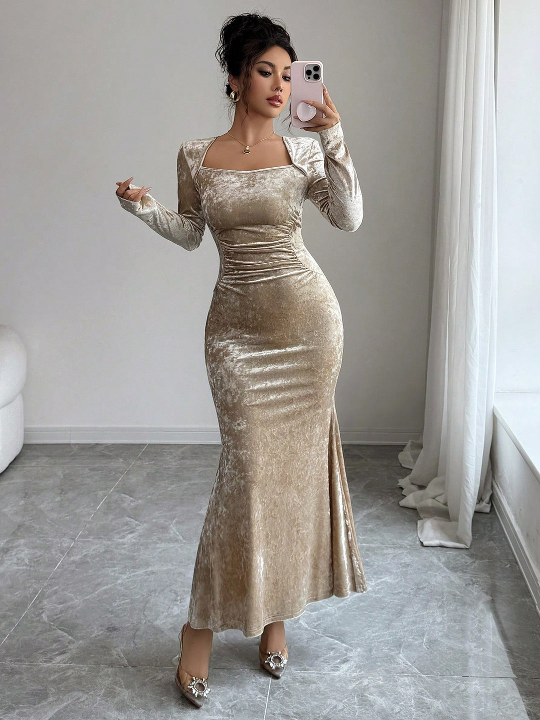 Rochie maxi SHEIN, auriu