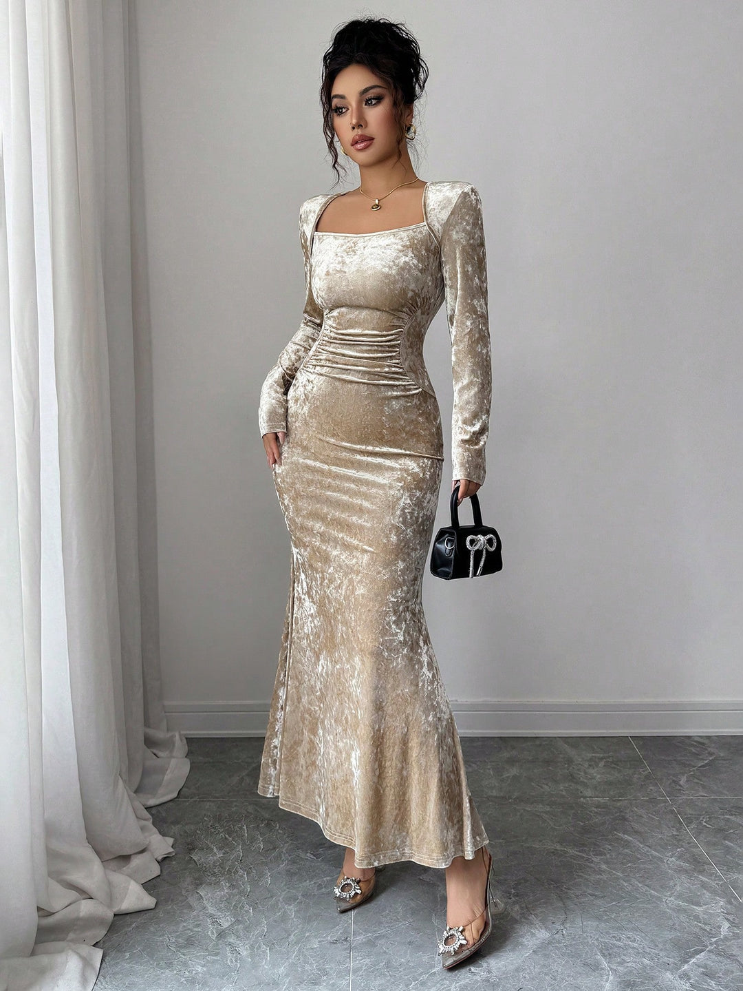 Rochie maxi SHEIN, auriu
