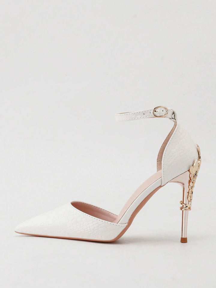 Pantofi cu toc SHEIN, alb