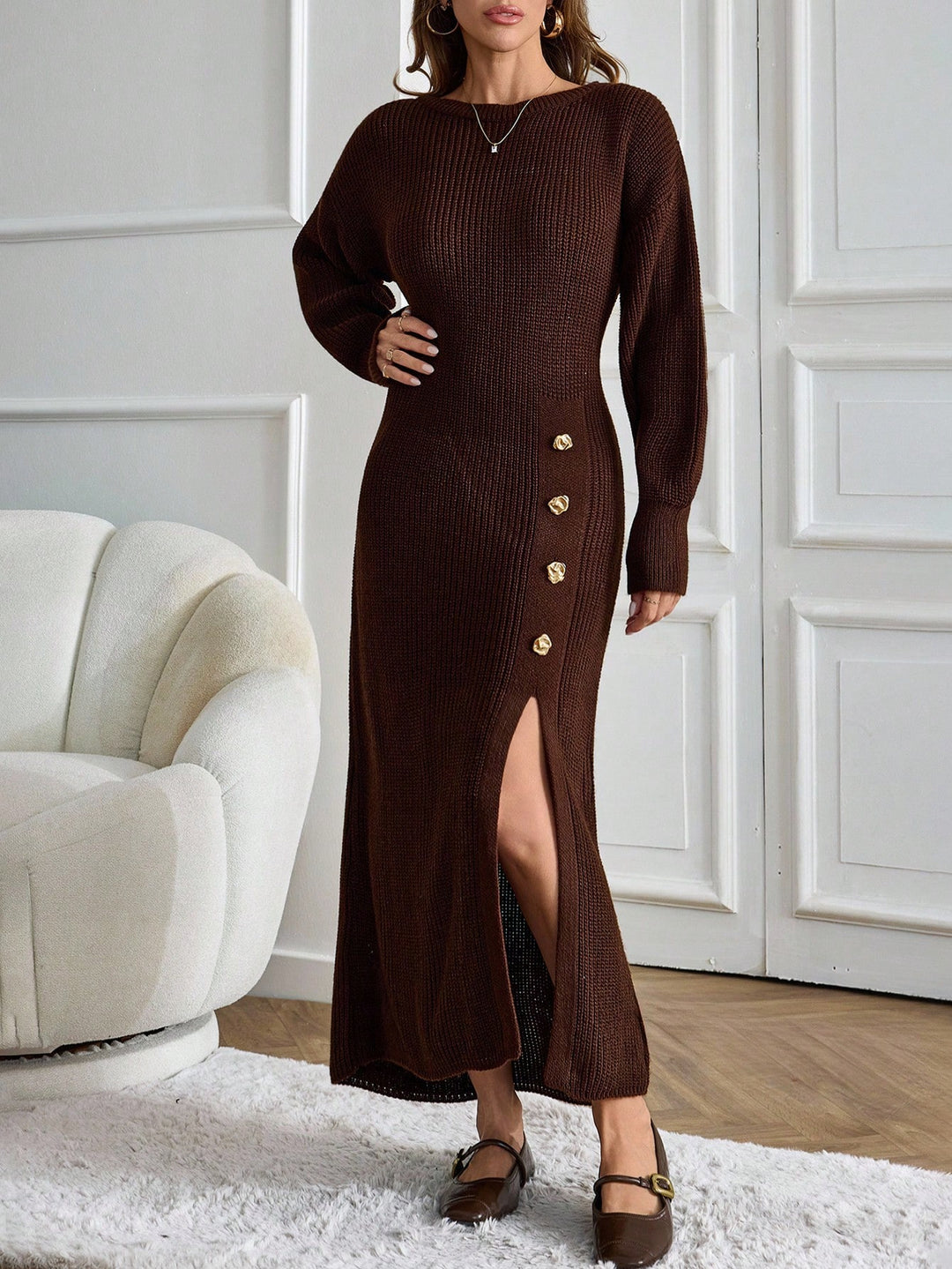 Rochie maxi SHEIN, maro