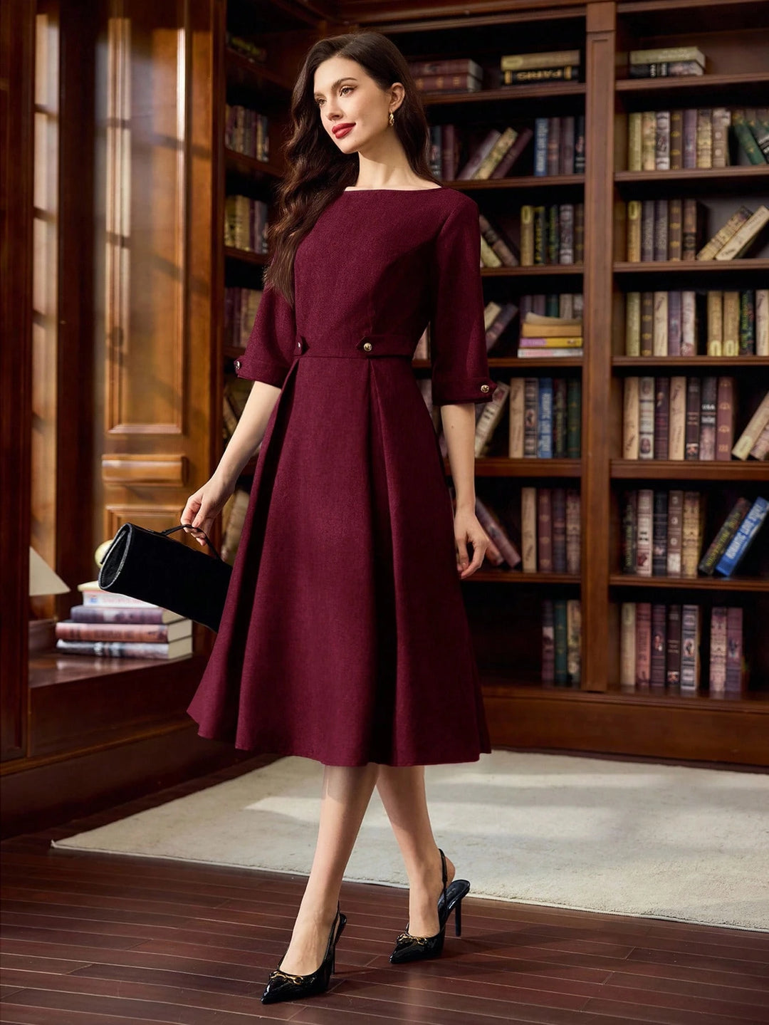 Rochie midi SHEIN, vișiniu