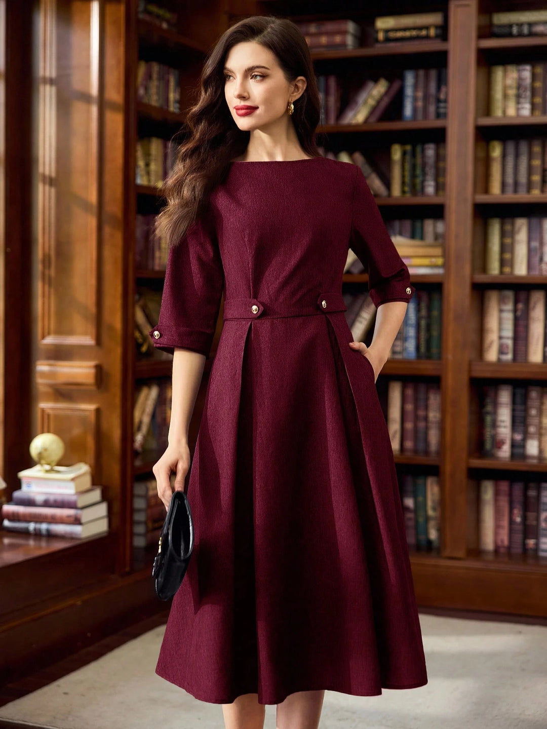 Rochie midi SHEIN, vișiniu