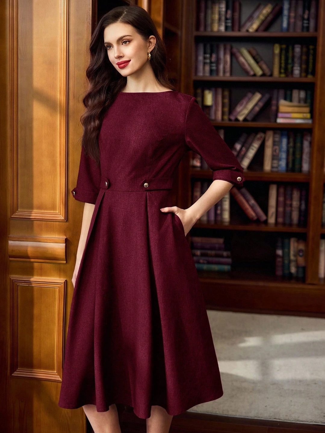 Rochie midi SHEIN, vișiniu
