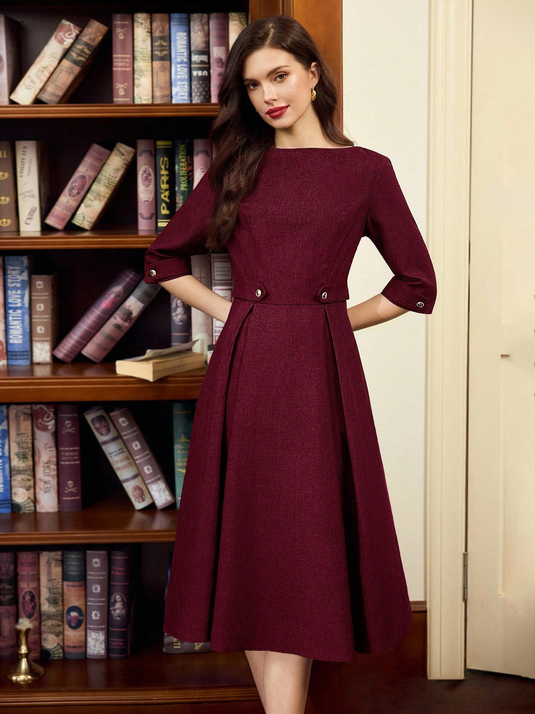 Rochie midi SHEIN, vișiniu