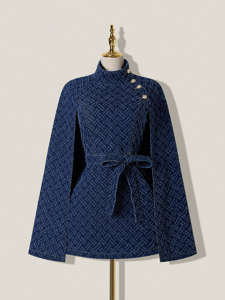 Jachetă tip capă denim SHEIN, albastru