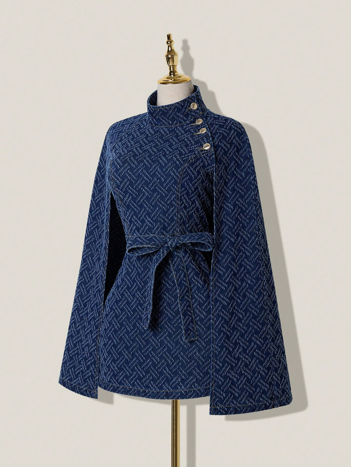 Jachetă tip capă denim SHEIN, albastru