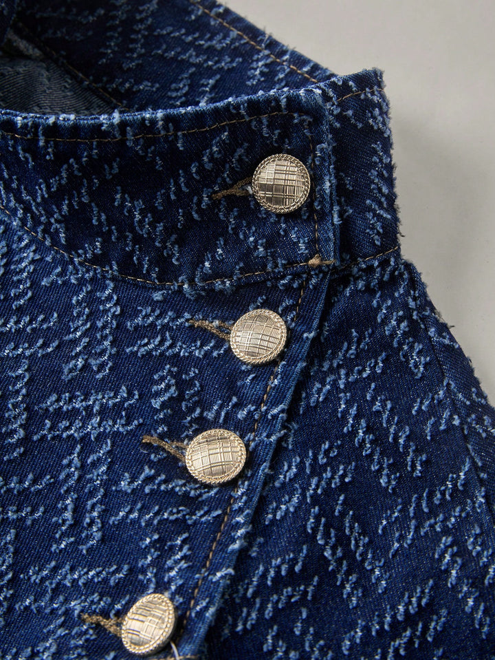 Jachetă tip capă denim SHEIN, albastru