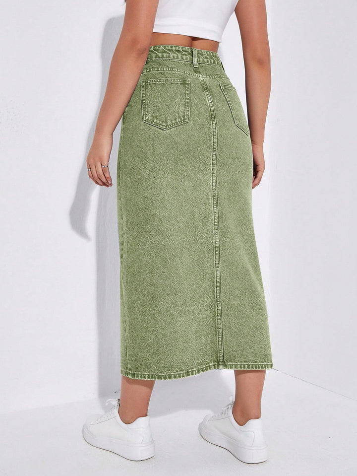 Shein farmerhatású szoknya, zöld