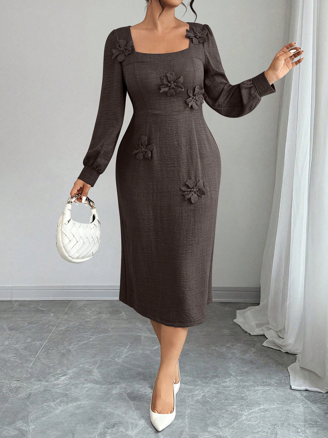 Rochie midi SHEIN, maro