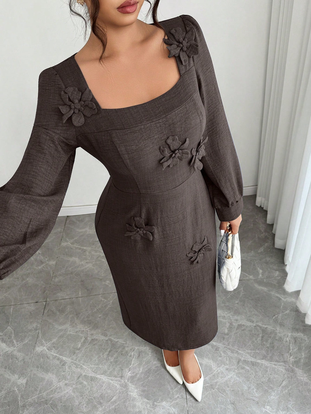 Rochie midi SHEIN, maro