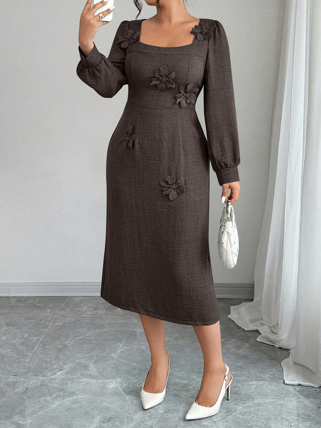 Rochie midi SHEIN, maro