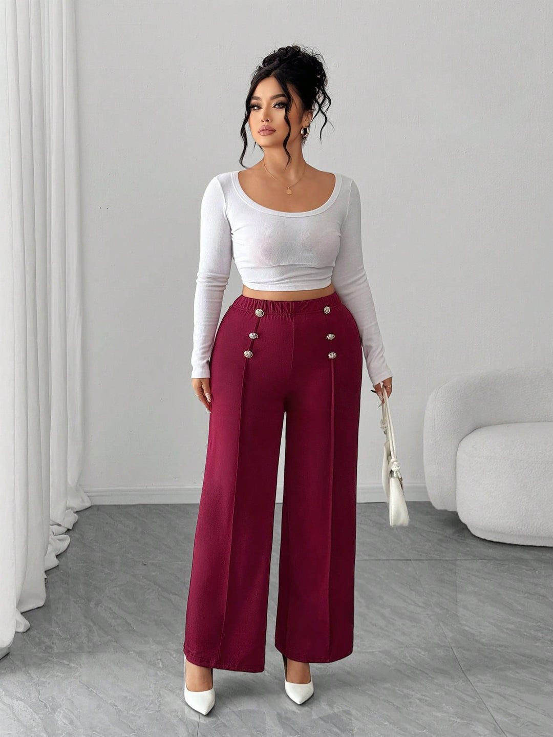 Pantaloni SHEIN, vișiniu