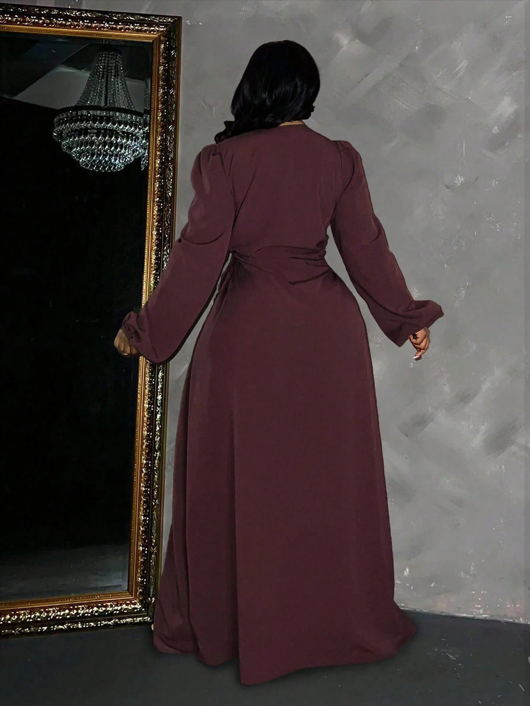 Shein Curve+ maxi ruha, barna