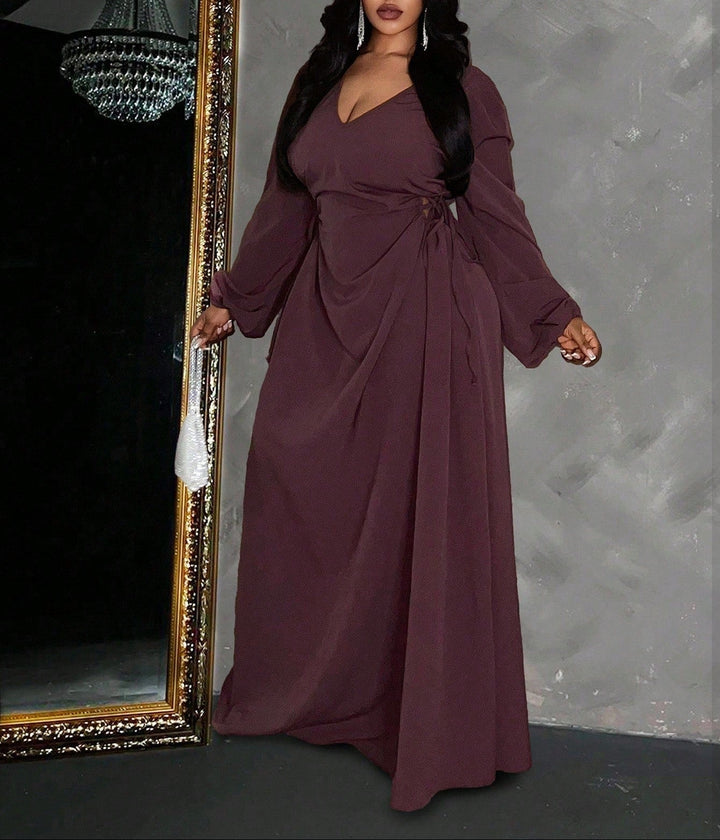 Shein Curve+ maxi ruha, barna