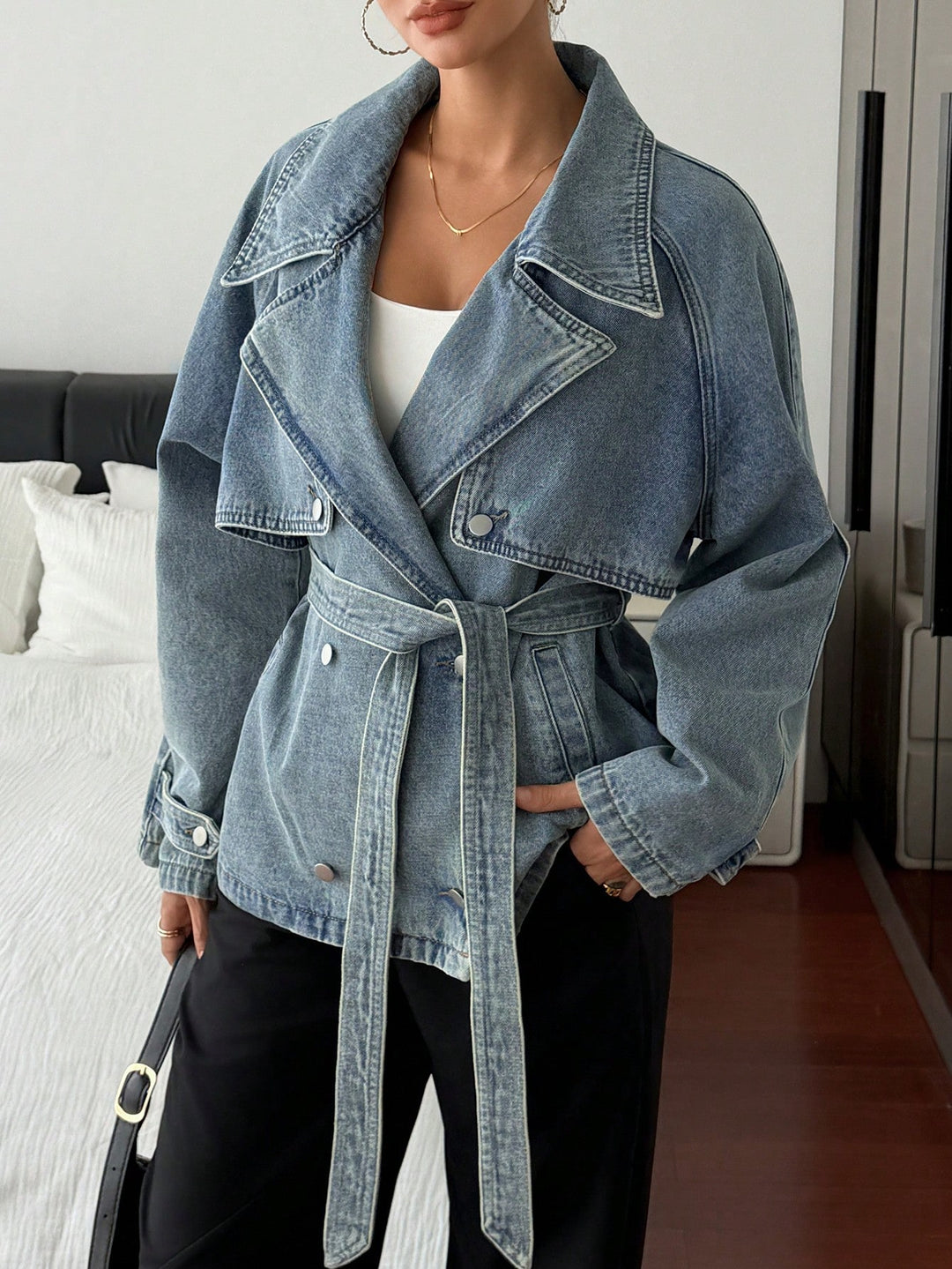 Jachetă denim SHEIN, albastru