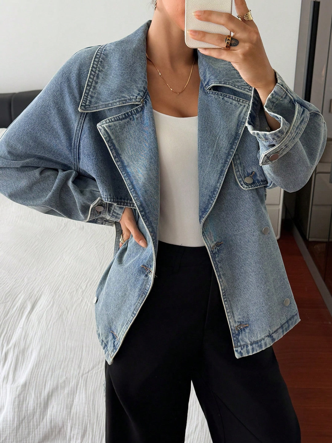 Jachetă denim SHEIN, albastru