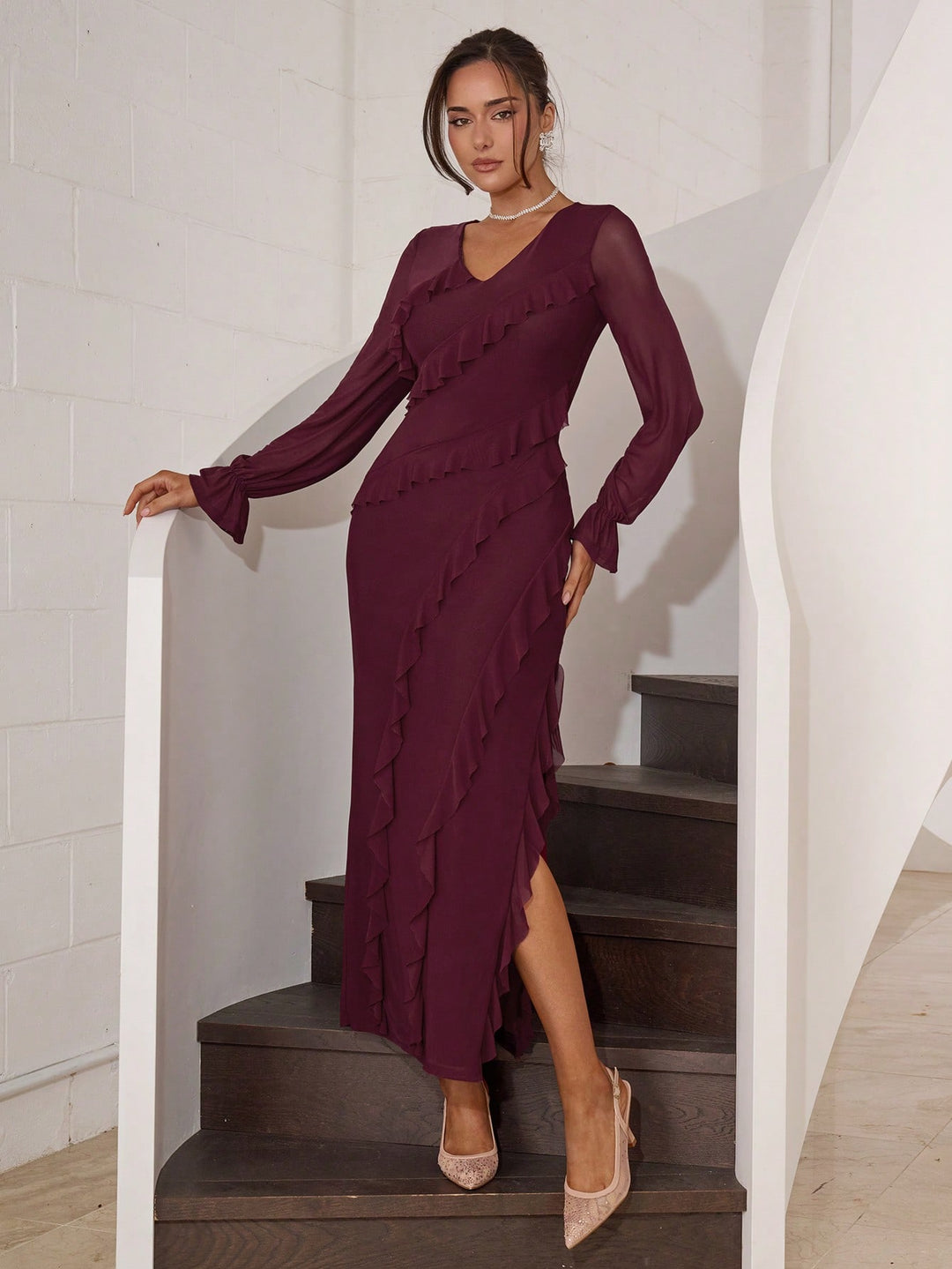 Rochie midi SHEIN, vișiniu