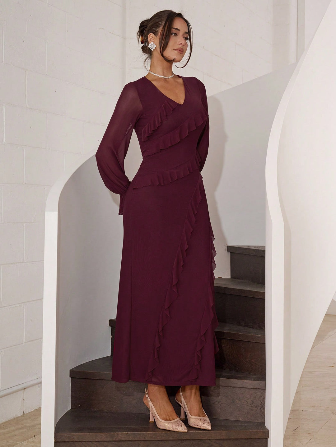 Rochie midi SHEIN, vișiniu