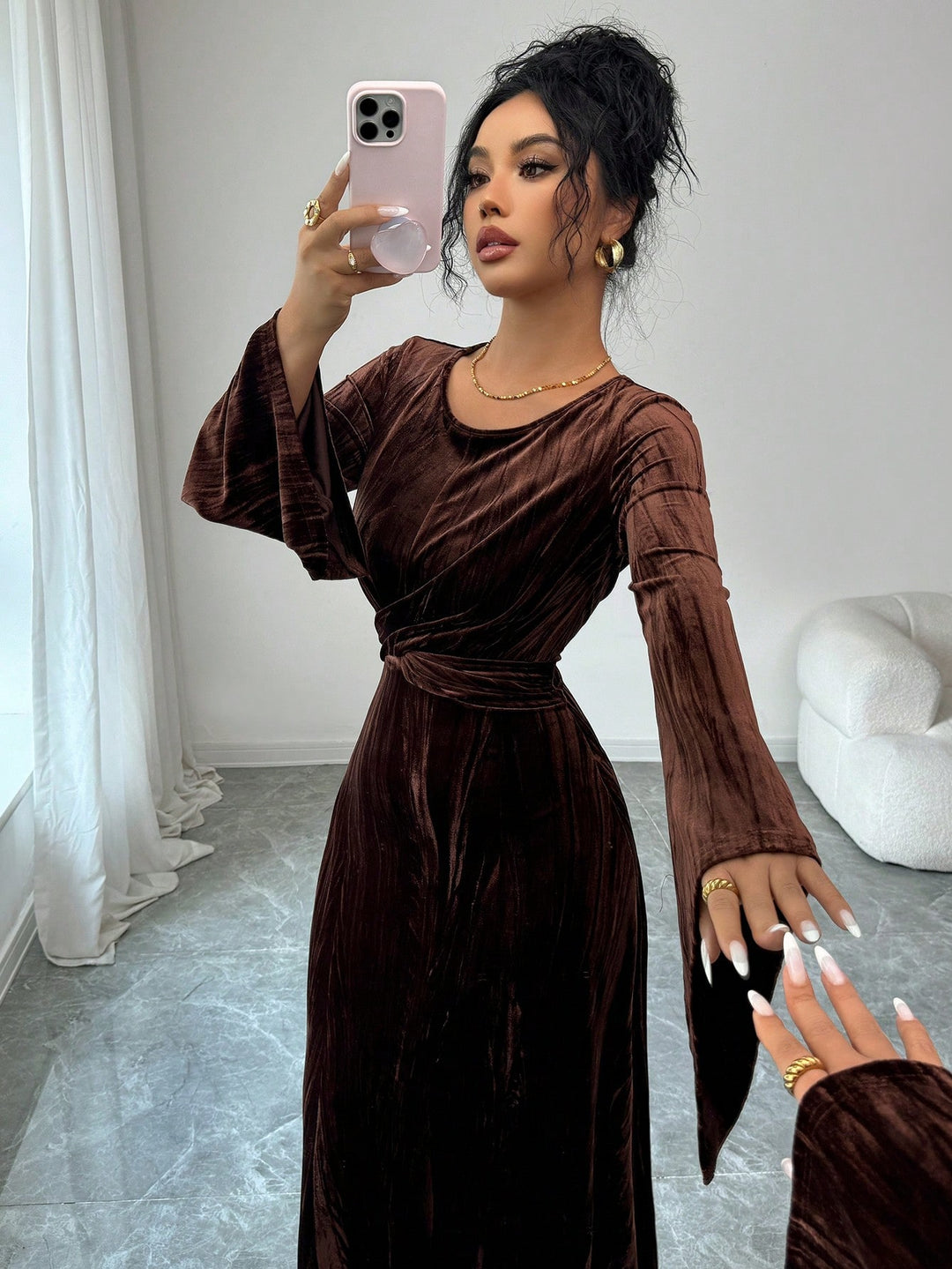 Rochie midi SHEIN, maro