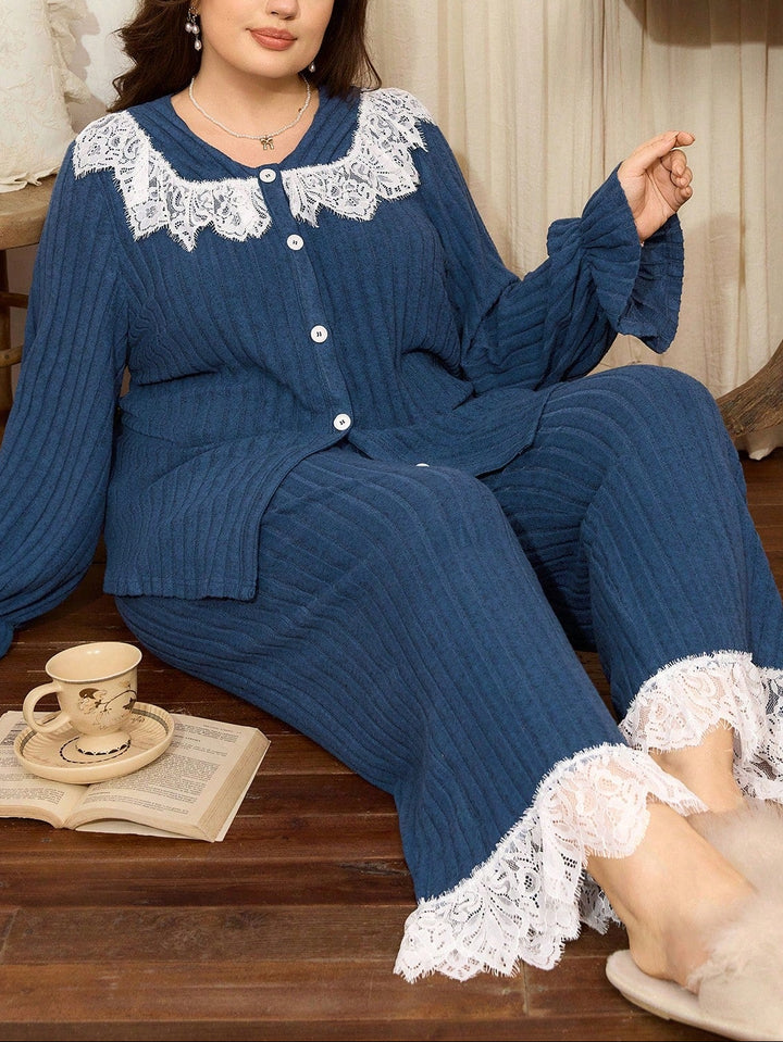 Shein Curve+ pizsama szett, kék