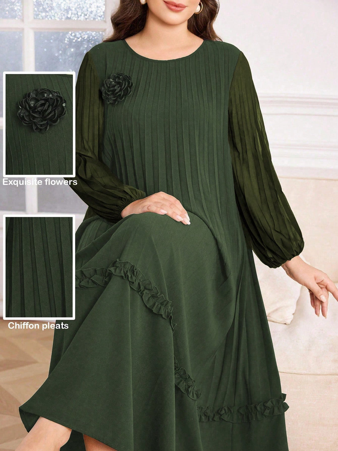Rochie maxi SHEIN, kaki