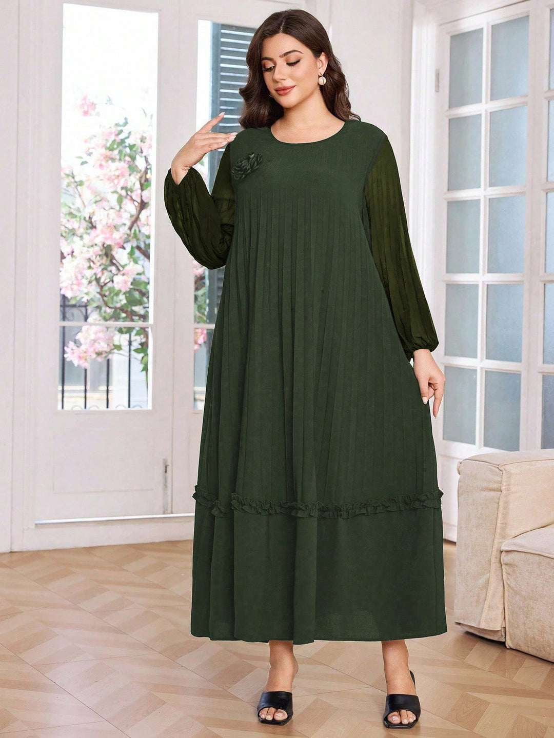 Rochie maxi SHEIN, kaki