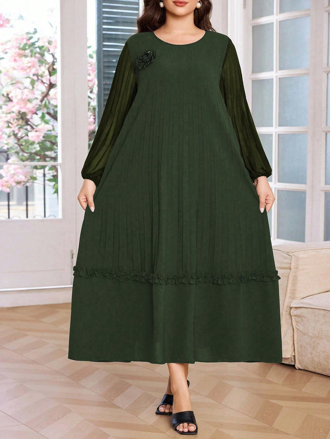 Rochie maxi SHEIN, kaki