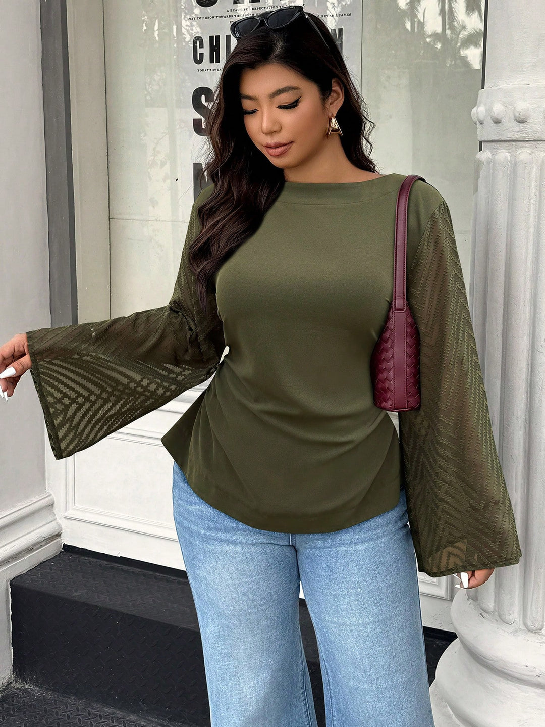 SHEIN blúz, khaki