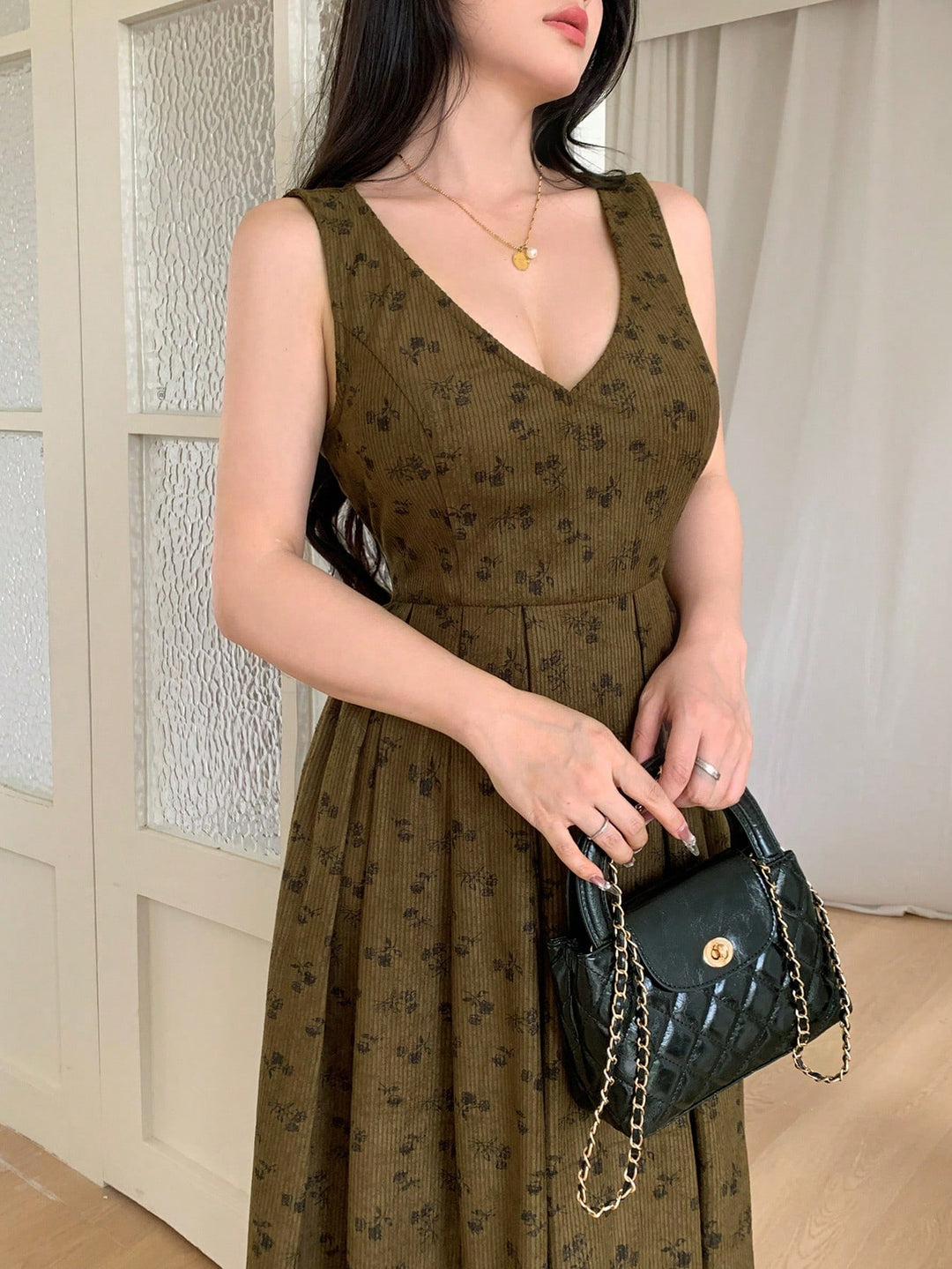 Rochie midi SHEIN, maro